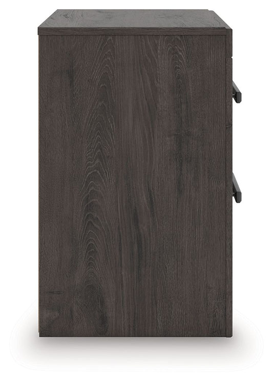 Prendonea - Charcoal - Two Drawer Night Stand - Hornell Furniture Outlet