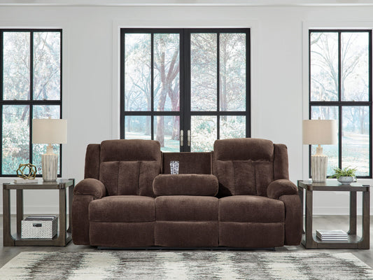 Free Wake - Chocolate - Reclining Power Sofa With Drop Down Table - Hornell Furniture Outlet