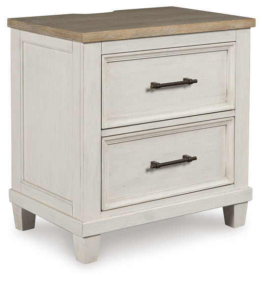 Shaybrock - Antique White / Brown - Two Drawer Night Stand - Hornell Furniture Outlet