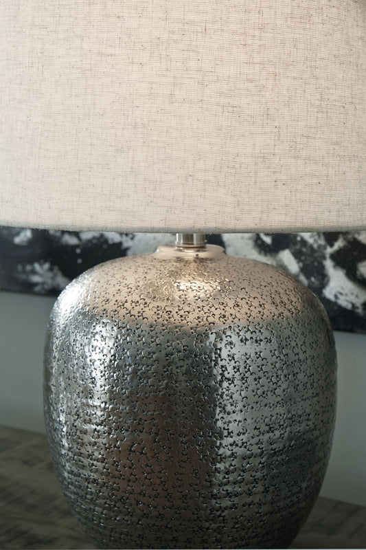 Magalie - Metal Table Lamp - Antique Silver Finish - Hornell Furniture Outlet