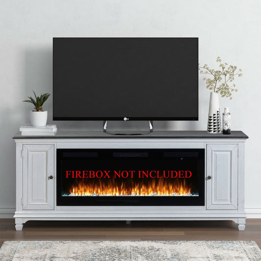 Fireplace TV Consoles - 80" Fireplace TV Console - White - Hornell Furniture Outlet