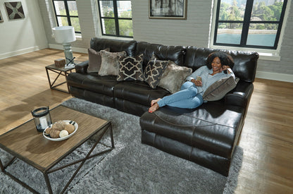 Como - 3 Piece Italian Leather Match Reclining Sectional - Hornell Furniture Outlet