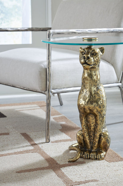 Vallain - Antique Gold Finish - Accent Table - Hornell Furniture Outlet