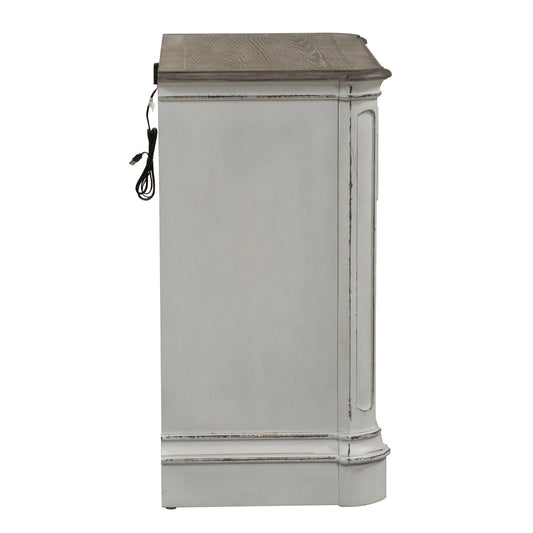 Magnolia Manor - 3 Drawer Bedside Chest With Charging Station - White - Hornell Furniture Outlet