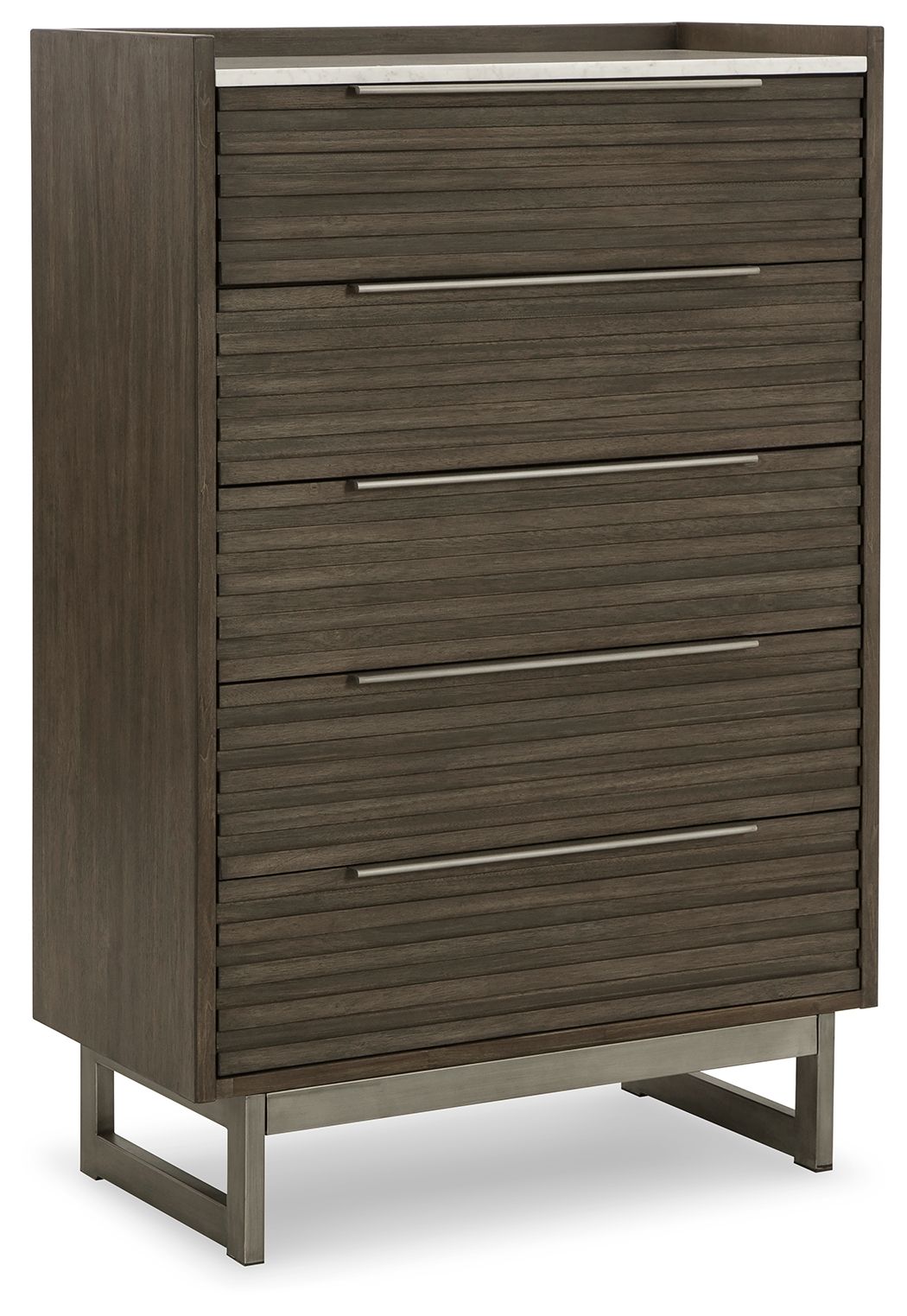 Arkenton - Grayish Brown / White - Five Drawer Chest - Hornell Furniture Outlet