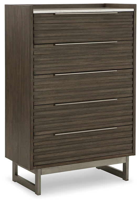 Arkenton - Grayish Brown / White - Five Drawer Chest - Hornell Furniture Outlet