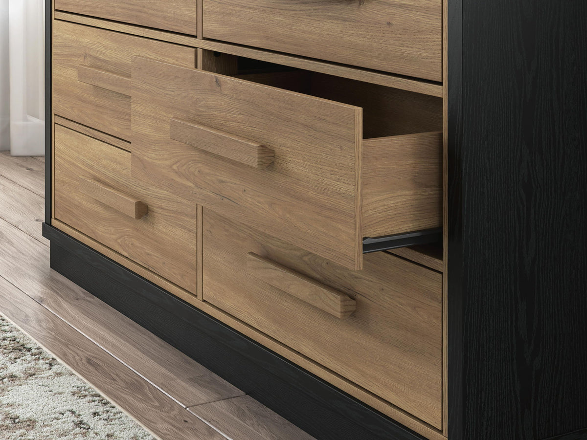 Kozmour - Six Drawer Dresser - Black / Brown