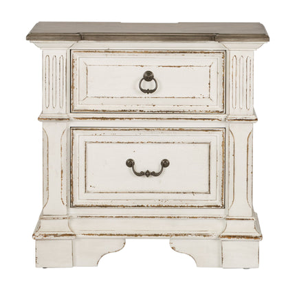 Abbey Park - 2 Drawer Nightstand With Charging Station - White - Hornell Furniture Outlet