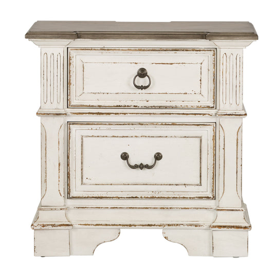 Abbey Park - 2 Drawer Nightstand With Charging Station - White - Hornell Furniture Outlet