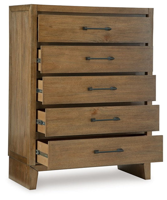 Sherbana - Light Brown - Five Drawer Chest - Hornell Furniture Outlet
