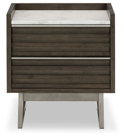 Arkenton - Grayish Brown / White - Two Drawer Night Stand - Hornell Furniture Outlet