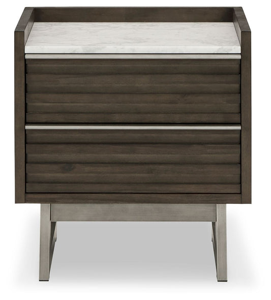 Arkenton - Grayish Brown / White - Two Drawer Night Stand - Hornell Furniture Outlet