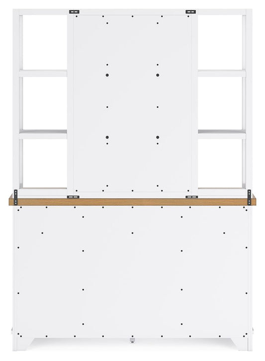 Ashbryn - White / Natural - Dining Server And Hutch - Hornell Furniture Outlet