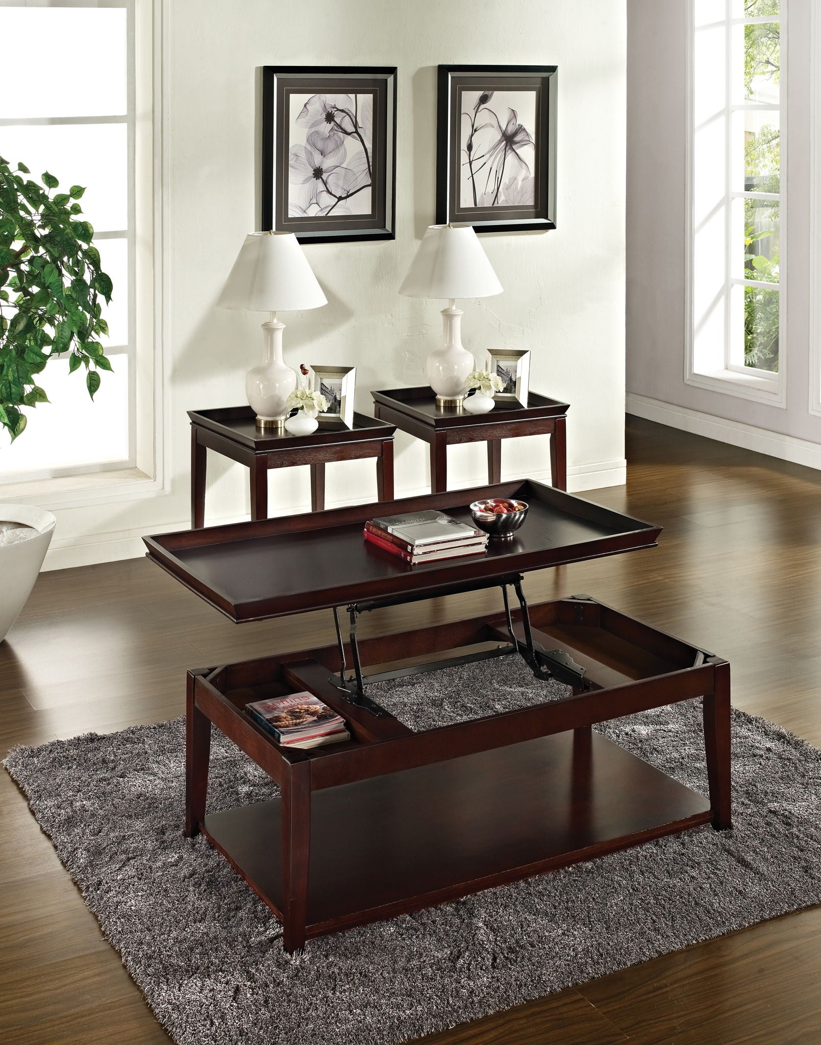 Clemson - 3 Piece Table Set - Brown - Hornell Furniture Outlet