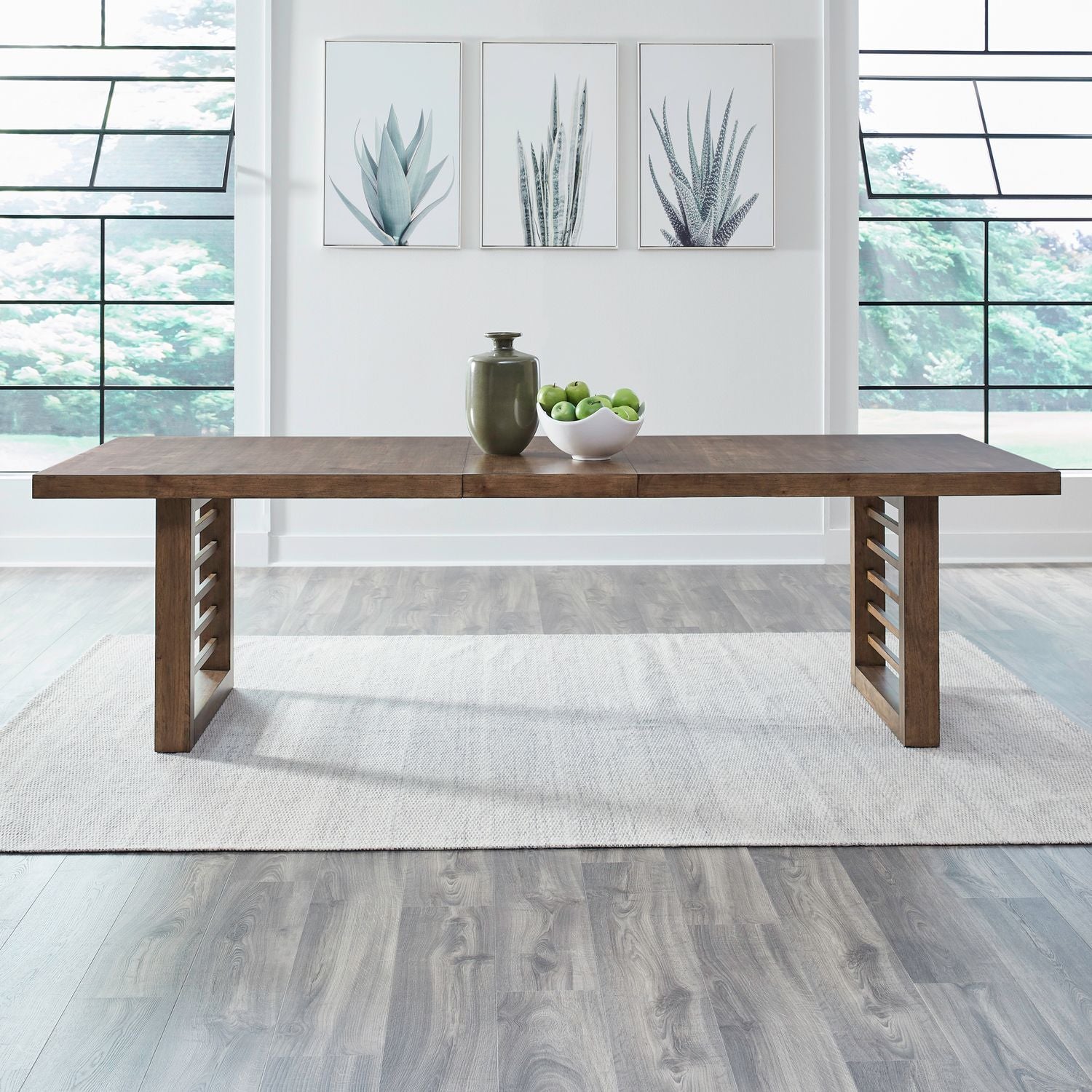 Shaker Lakes - Double Pedestal Table Set - Harvest Brown - Hornell Furniture Outlet