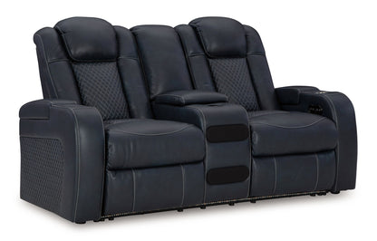 Fyne - dyme - Power Reclining Loveseat With Console/Adj Hdrst - Hornell Furniture Outlet