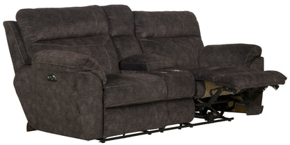 Sedona - Power Headrest Lay Flat Reclining Console Loveseat With Storage & Cupholders - Hornell Furniture Outlet