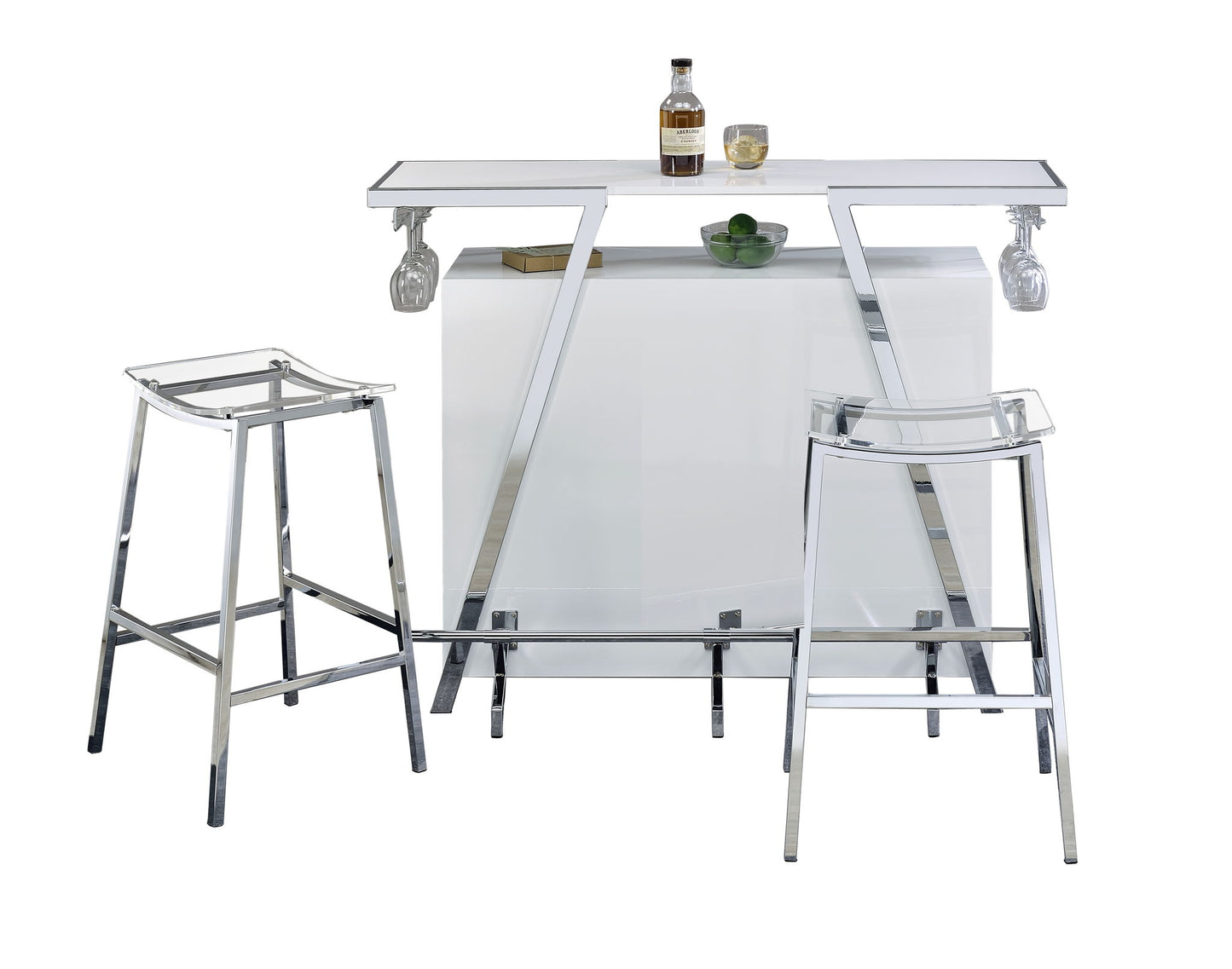 Zena - 3 Piece Bar Set - White - Hornell Furniture Outlet