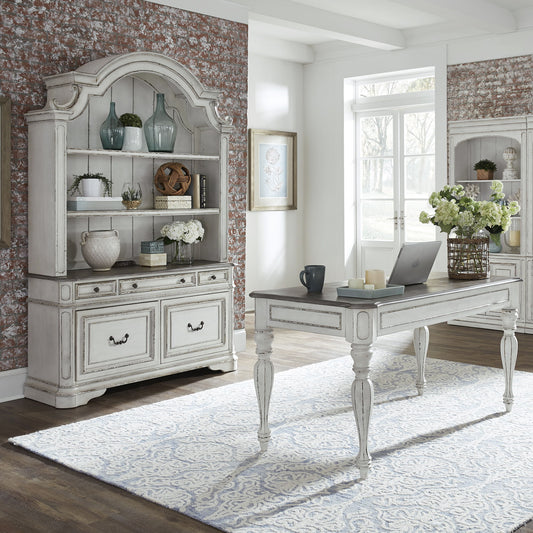Magnolia Manor - 3 Piece Home Office Set (Desk & Hutch) - White - Hornell Furniture Outlet
