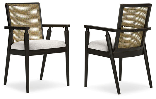 Galliden - Black - Dining Upholstered Arm Chair (Set of 2) - Hornell Furniture Outlet