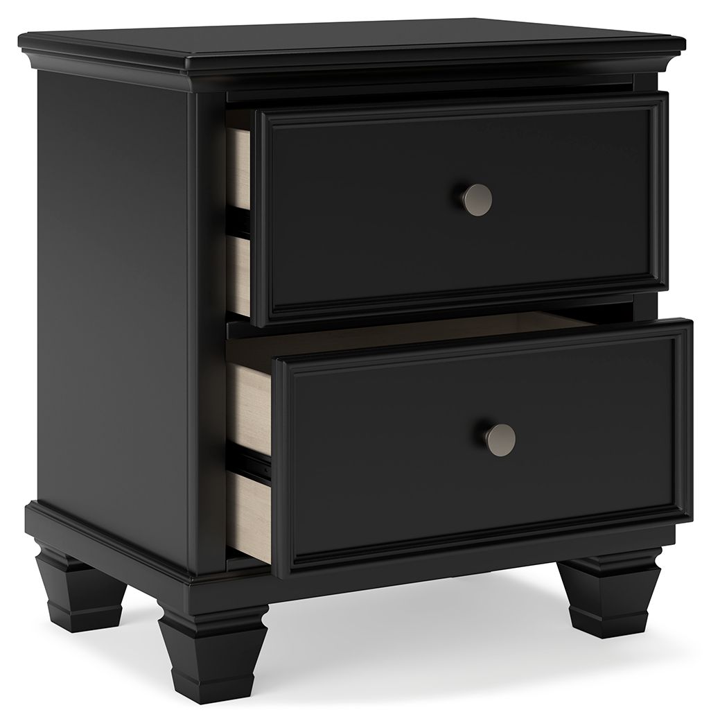 Lanolee - Black - Two Drawer Nightstand - Hornell Furniture Outlet