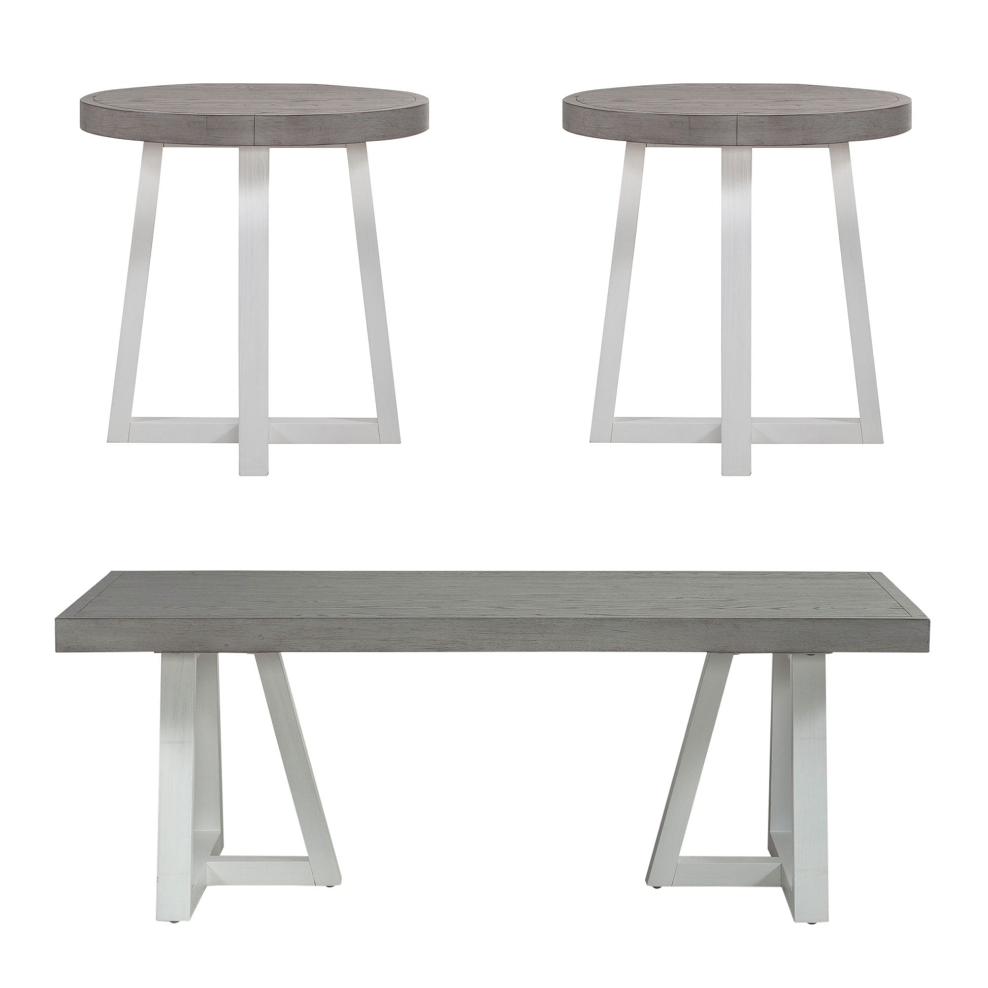 Palmetto Heights - 3 Piece Table Set (1 Cocktail 2 End Tables) - White - Hornell Furniture Outlet