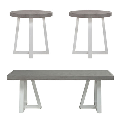 Palmetto Heights - 3 Piece Table Set (1 Cocktail 2 End Tables) - White - Hornell Furniture Outlet