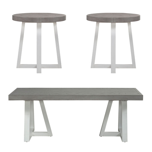 Palmetto Heights - 3 Piece Table Set (1 Cocktail 2 End Tables) - White - Hornell Furniture Outlet