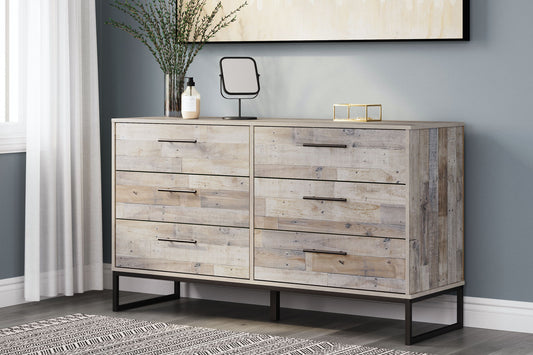 Neilsville - Whitewash - Six Drawer Dresser - Vinyl - Wrapped - Hornell Furniture Outlet