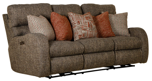 Liam - Power Headrest Power Lay Flat Reclining Sofa - Coal - Hornell Furniture Outlet