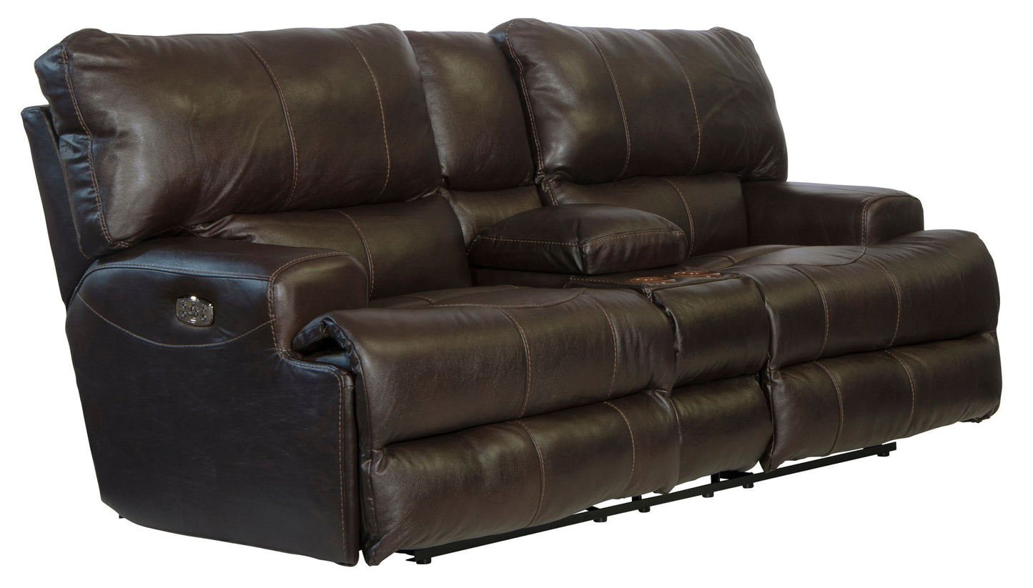 Wembley - Power Headrest With Lumbar Lay Flat Reclining Console Loveseat - Hornell Furniture Outlet