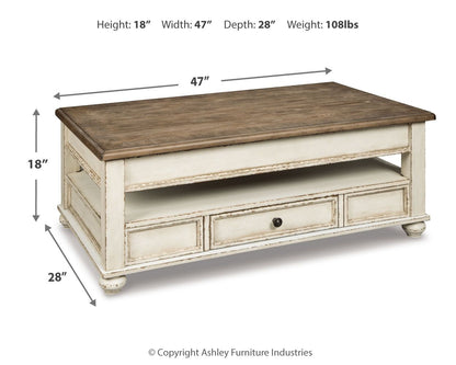 Realyn - Lift Top Cocktail Table - White / Brown - Hornell Furniture Outlet