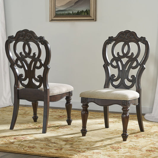 Royale - Side Chair (Set of 2) - Dark Brown - Hornell Furniture Outlet