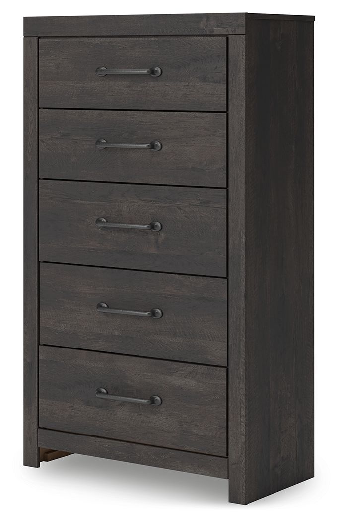 Hollivern - Dark Gray - Five Drawer Chest - Hornell Furniture Outlet