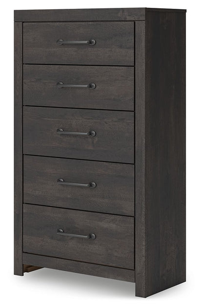 Hollivern - Dark Gray - Five Drawer Chest - Hornell Furniture Outlet