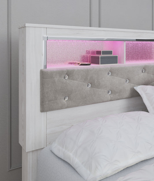 Altyra - White - King Bookcase Panel Bed - Hornell Furniture Outlet