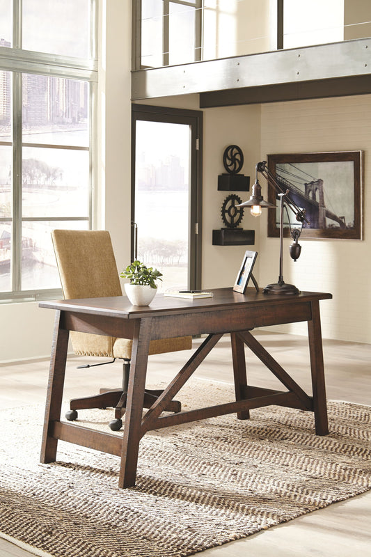 Baldridge - Rustic Brown - Home Office Large Leg Desk - Hornell Furniture Outlet