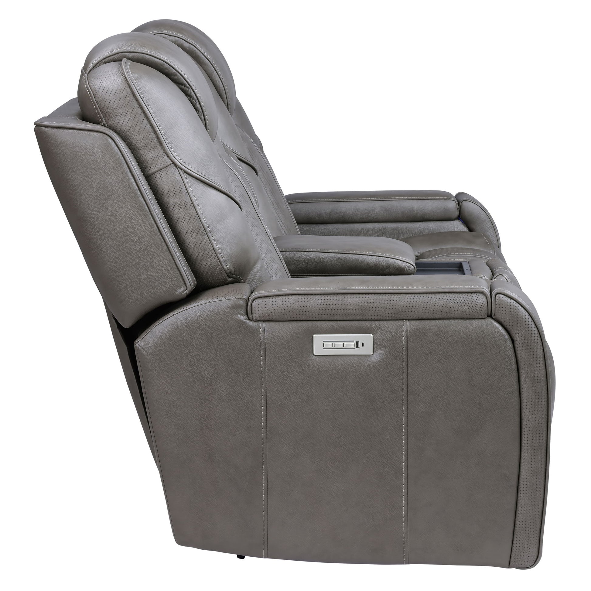 Daniel - 3 Piece Triple - Power Leather Reclining Set - Gray - Hornell Furniture Outlet