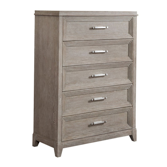 Belmar - 5 Drawer Chest - Washed Taupe - Hornell Furniture Outlet