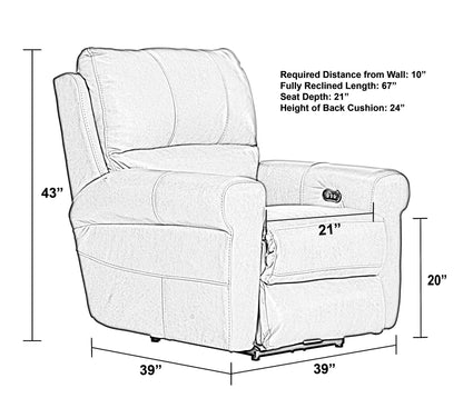Torretta - Power Lay Flat Recliner - Hornell Furniture Outlet