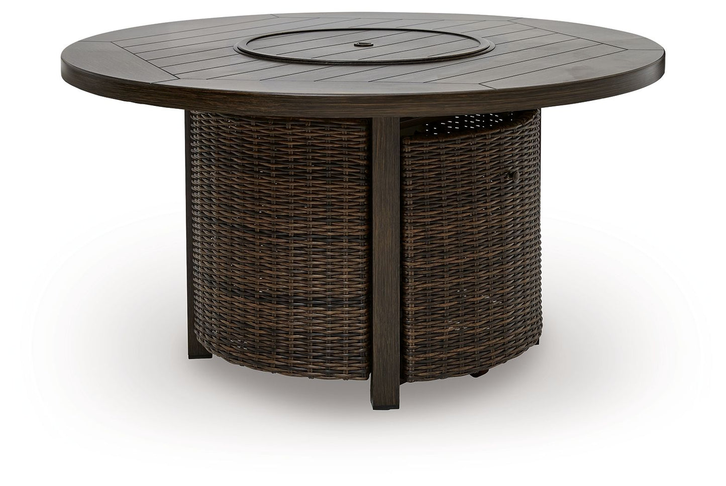 Monterey Point - Round Fire Pit Table - Dark Brown - Hornell Furniture Outlet