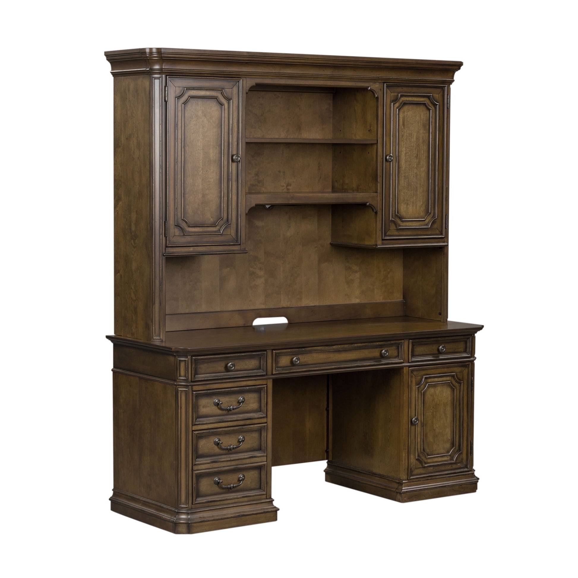 Amelia - Jr Executive Credenza Set - Dark Brown - Hornell Furniture Outlet