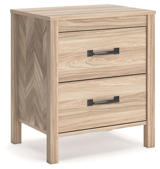Battelle - Tan - Two Drawer Night Stand - Hornell Furniture Outlet