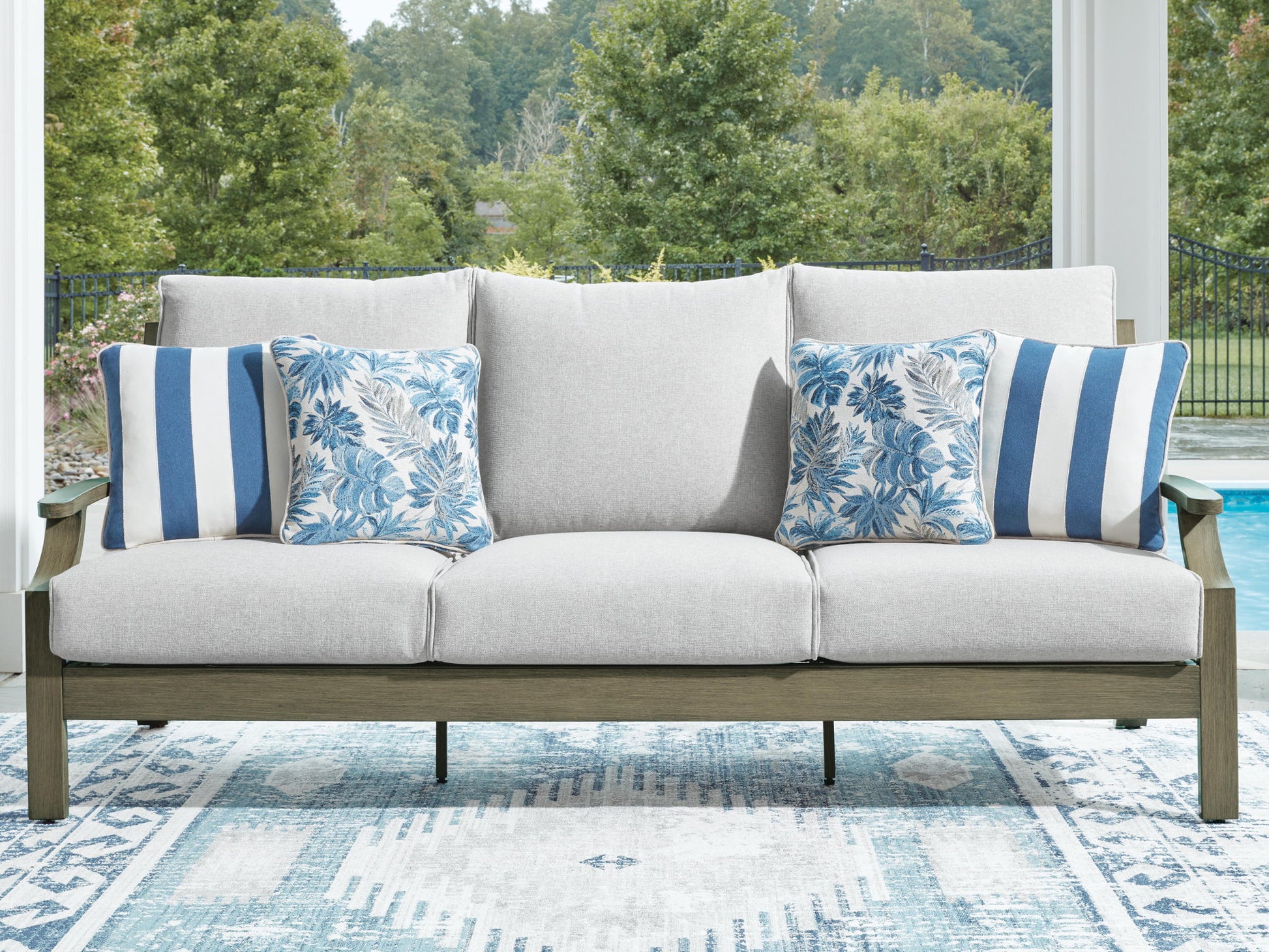 Rainier Ranch - Sofa With Cushion - Brown / Beige - Hornell Furniture Outlet