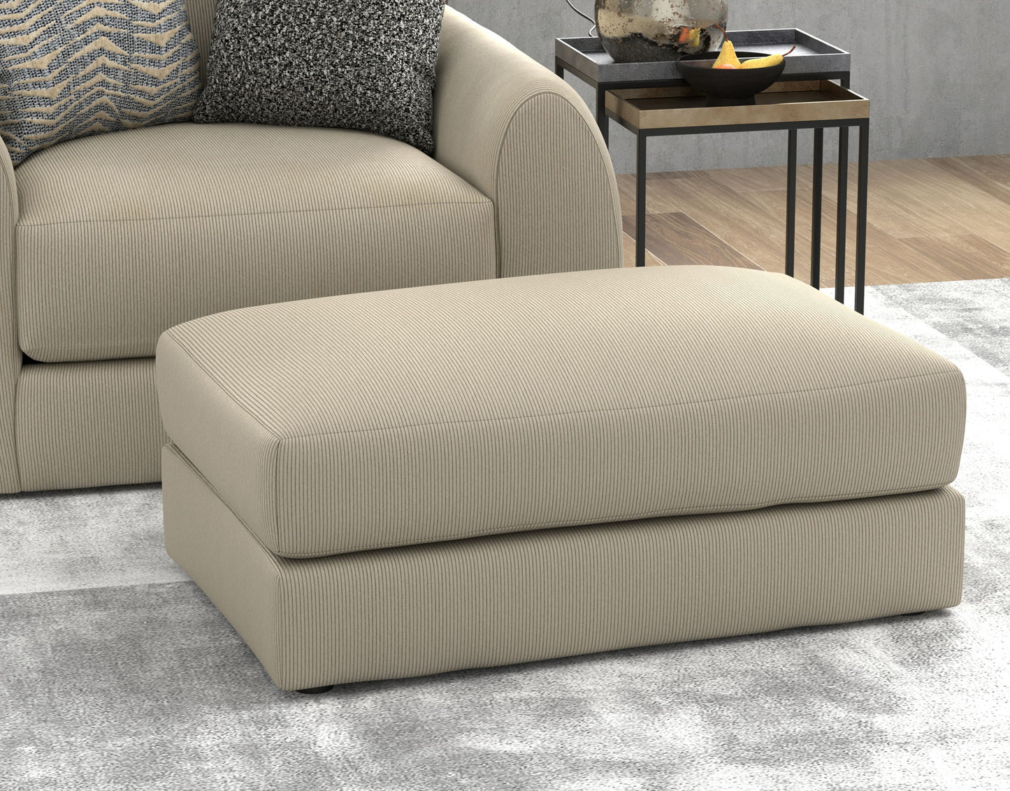 Ezra - Ottoman - Twine - Hornell Furniture Outlet