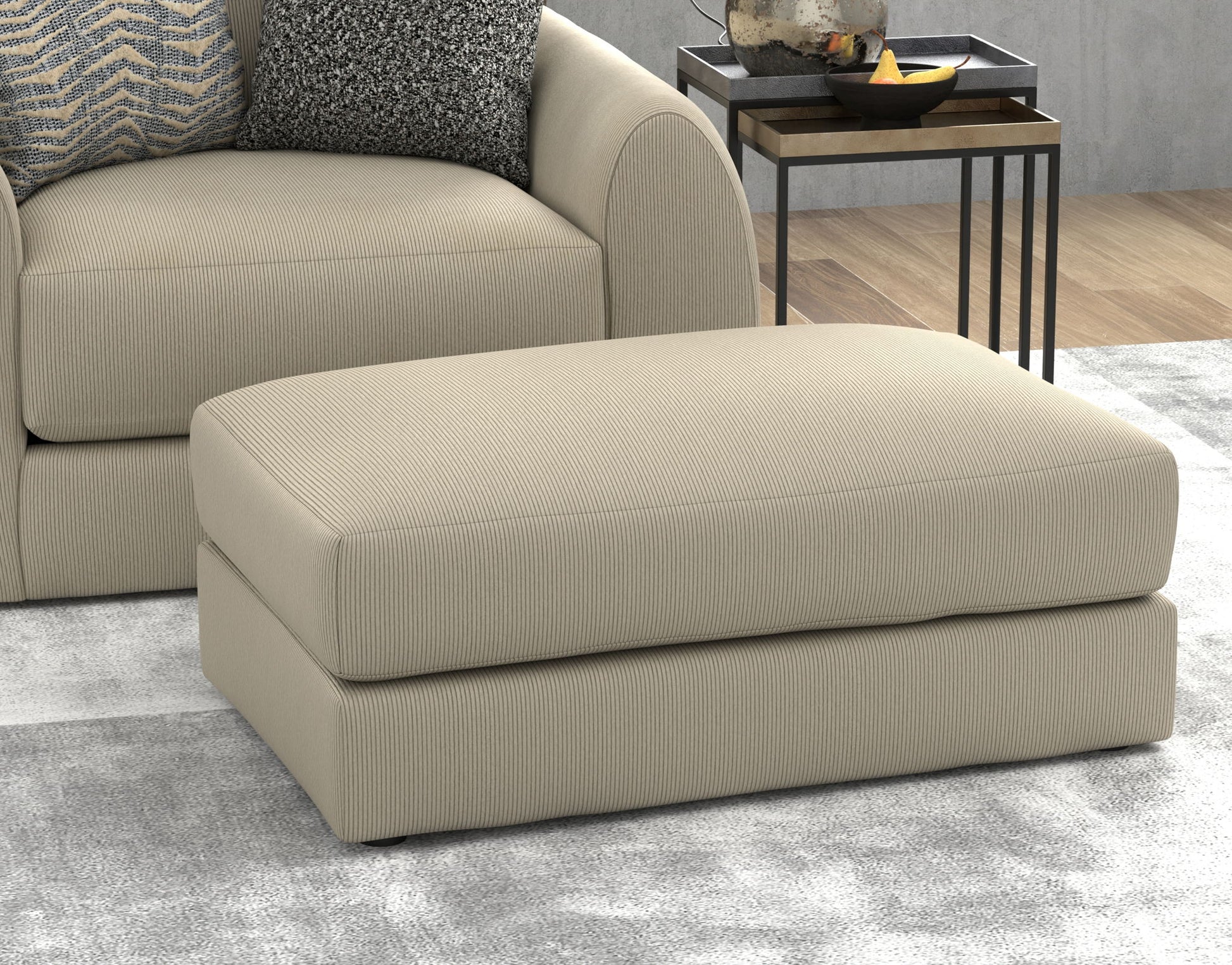 Ezra - Ottoman - Twine - Hornell Furniture Outlet