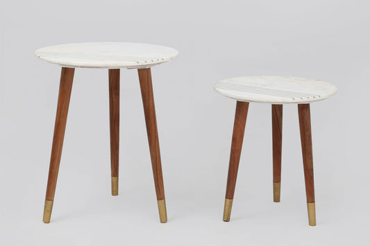 Terrace - Nesting Round Accent Table (Set of 2) - White - Hornell Furniture Outlet