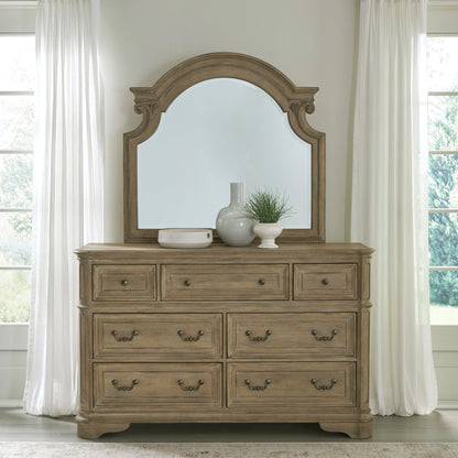 Magnolia Manor - Dresser & Mirror - Light Brown - Hornell Furniture Outlet