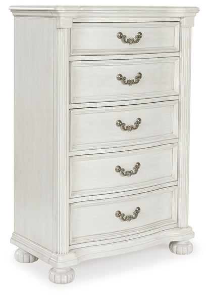 Montelaine - Antique White - Five Drawer Chest - Hornell Furniture Outlet