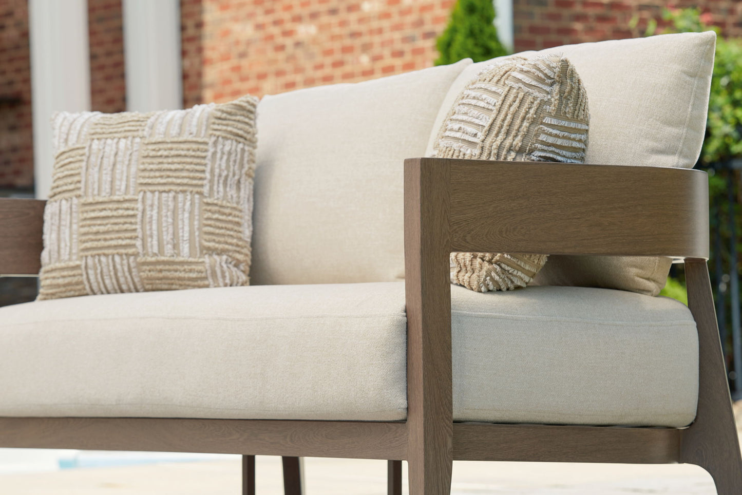 Serene Bay - Dark Brown / White - Loveseat With Cushion - Hornell Furniture Outlet